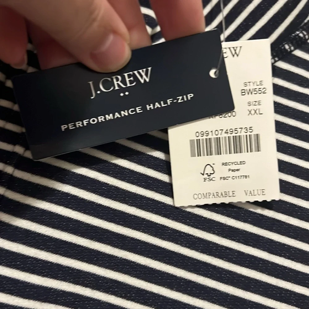 NWT J Crew Striped Performance Half Zip
